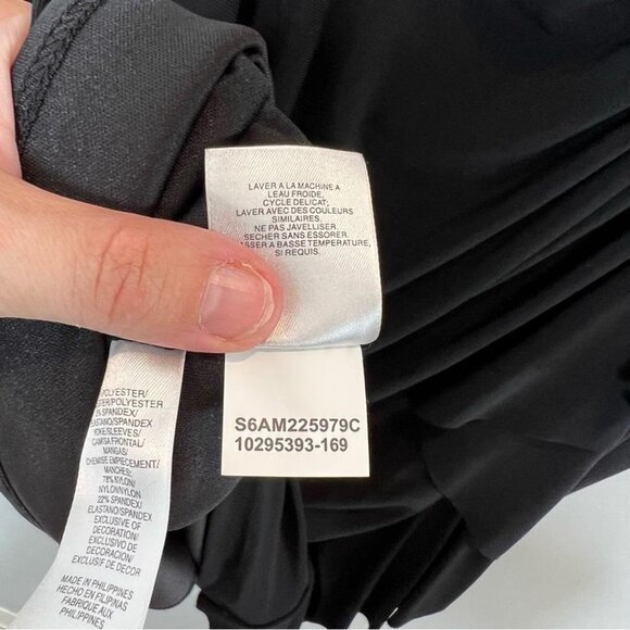 Jones Studio Womens Size 16 Black Mesh Chest Sheath Dress NEW Rosette 3/4 Sleeve - Picture 10 of 11